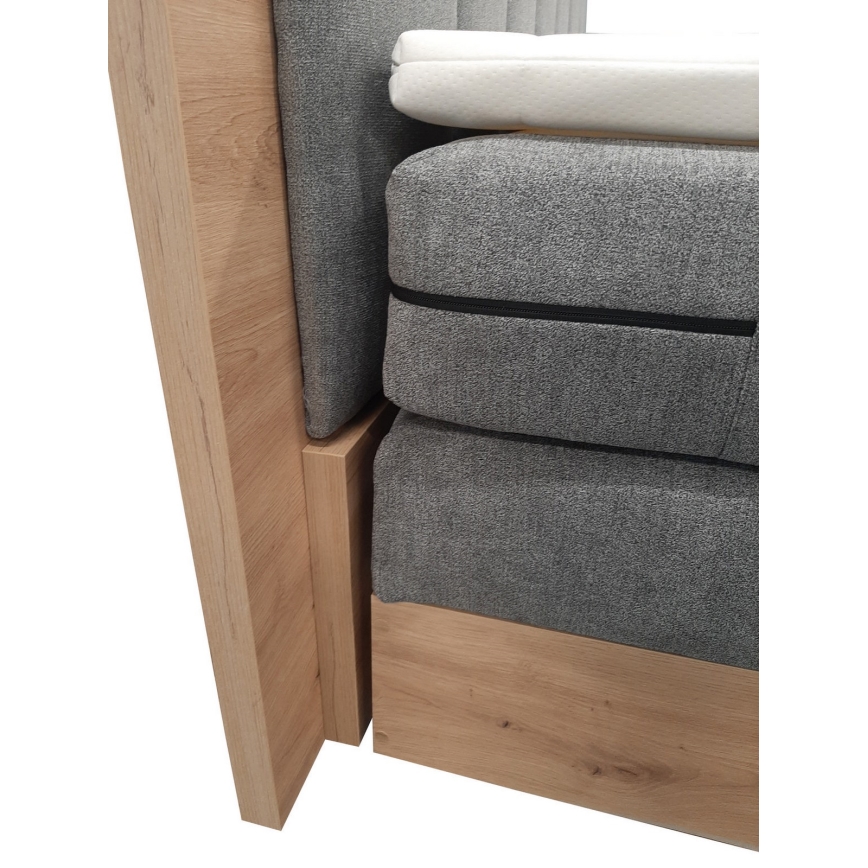 Boxspring krevet JASMINE 180x200 cm sa dušecima, naddušekom i prostorom za odlaganje, siva