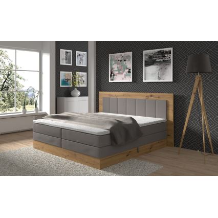 Boxspring krevet JASMINE 180x200 cm sa dušecima, naddušekom i prostorom za odlaganje, siva