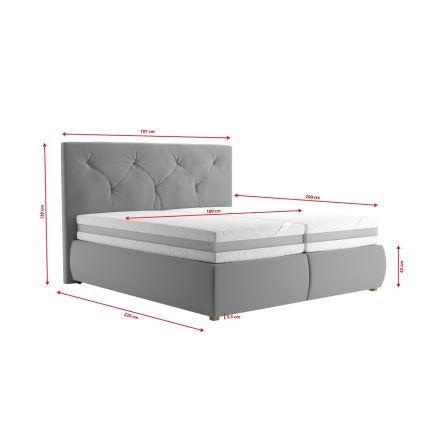 Boxspring krevet sa dušekom i nadduškom ELEN 180x200 cm siva