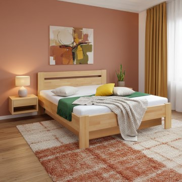 Bračni krevet AMARA 180x200 cm sa podnicom i prostorom za odlaganje, od masivnog bukovog drveta