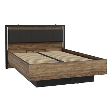 Bračni krevet sa prostorom za odlaganje OREN 140x200 cm braon/crna