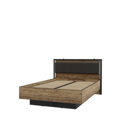 Bračni krevet sa prostorom za odlaganje OREN 140x200 cm braon/crna