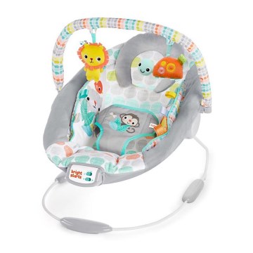 Bright Starts - Vibrirajuća ležaljka za bebe s melodijom WHIMSICAL WILD 3xLR14