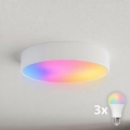 BRILAGI - CLARE LED RGBW prigušiva stropna svetiljka, 3x E27/12W, 230V, 2700-6500K, prečnik 40 cm, Wi-Fi, bela