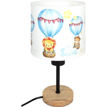 BRILAGI - Dečija stona lampa BOBO WOOD 1xE27/25W/230V hrast/crna/bela/životinjice