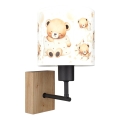 BRILAGI - Dečija zidna lampa BOBO WOOD 1xE27/25W/230V hrast/crna/bela/medvedići