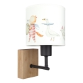Brilagi - Dečija zidna lampa BOBO WOOD 1xE27/25W/230V hrast/crna/bela/sa životinjskim motivima