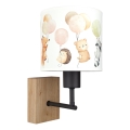 Brilagi - Dečija zidna lampa BOBO WOOD 1xE27/25W/230V hrast/crna/bela/sa životinjskim motivima