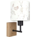 BRILAGI - Dečija zidna lampa BOBO WOOD 1xE27/25W/230V hrast/crna/bela/zečići