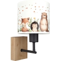 BRILAGI - Dečija zidna lampa BOBO WOOD 1xE27/25W/230V hrast/crna/bela/životinjice