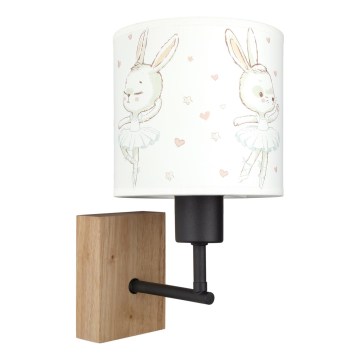 BRILAGI - Dečija zidna svetiljka BOBO WOOD 1xE27/25W/230V hrast/crna/bela/zečići