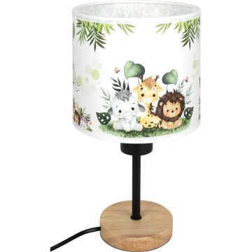 BRILAGI - Dečja stona lampa BOBO WOOD 1xE27/25W/230V hrast/crna/bela/zelena/džungla