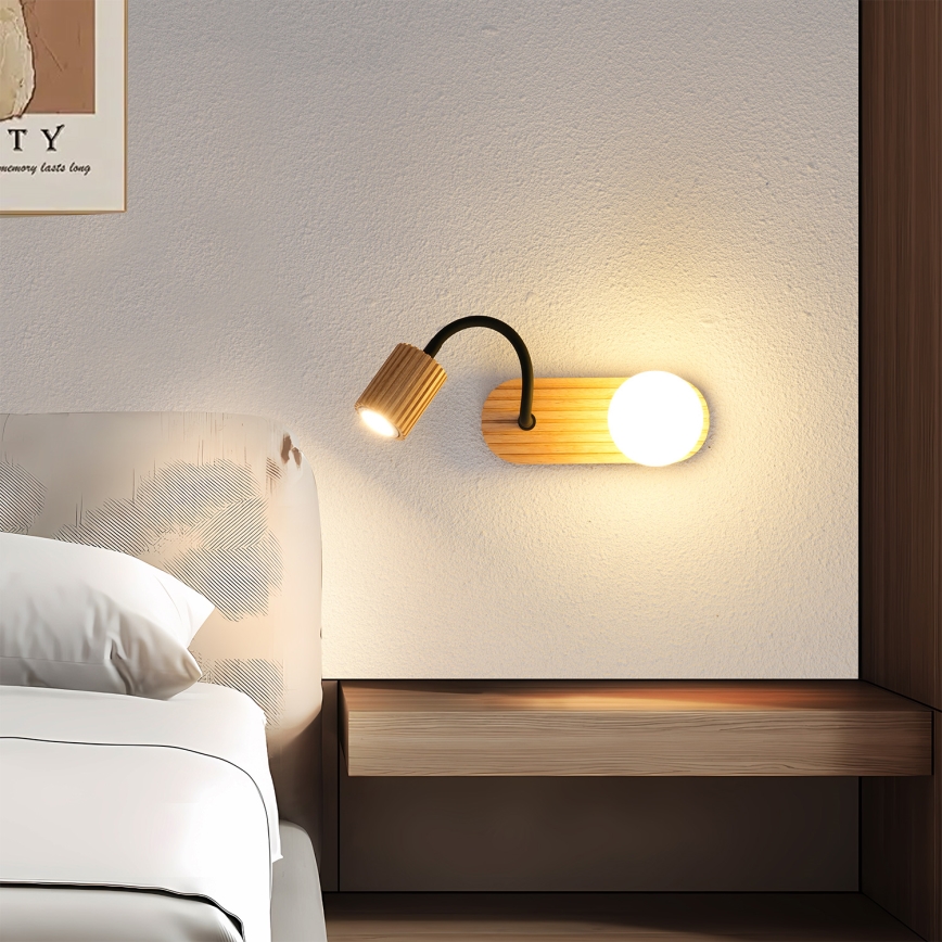 Brilagi - Drvena zidna lampa MODERN WOOD 1xG9/5W/230V + 1xGU10/8W