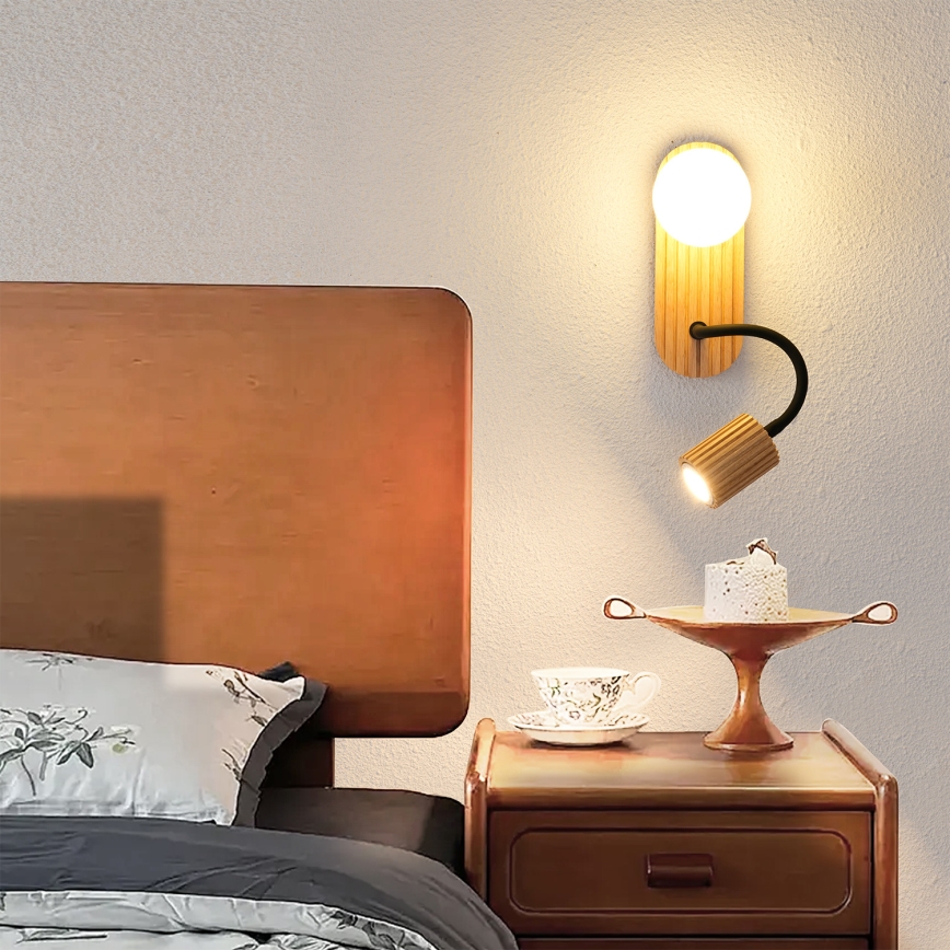 Brilagi - Drvena zidna lampa MODERN WOOD 1xG9/5W/230V + 1xGU10/8W