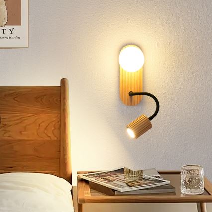Brilagi - Drvena zidna lampa MODERN WOOD 1xG9/5W/230V + 1xGU10/8W
