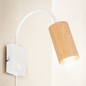 BRILAGI - Fleksibilna zidna lampa sa prekidačem SELE 1xGU10/30W/230V bela/dekor hrasta