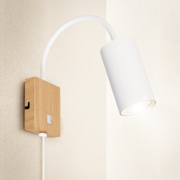 Brilagi - Fleksibilna zidna lampa SELE 1xGU10/30W/230V bela/dekor hrasta
