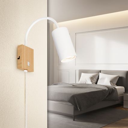 Brilagi - Fleksibilna zidna lampa SELE 1xGU10/30W/230V bela/dekor hrasta