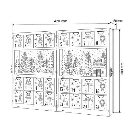 BRILAGI - LED adventski kalendar LED/2xAA