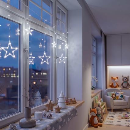 BRILAGI - LED božićna zavesa 77xLED/3xAA/USB 1,8m hladna bela