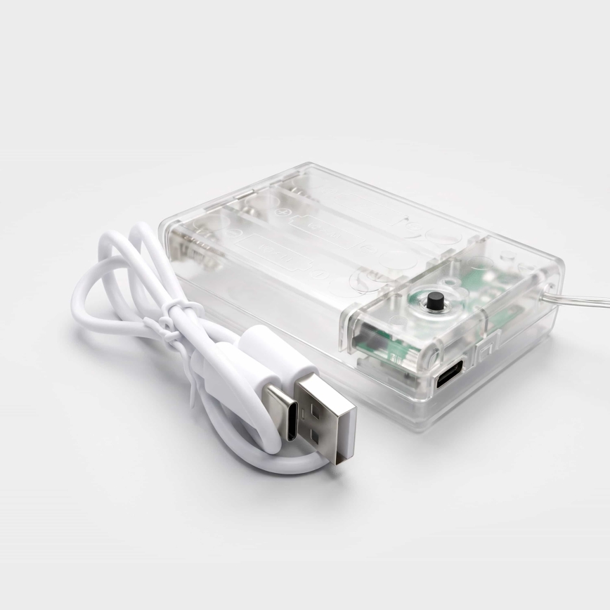 BRILAGI - LED božićna zavesa 77xLED/3xAA/USB 1,8m hladna bela