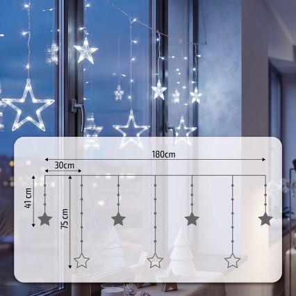 BRILAGI - LED božićna zavesa 77xLED/3xAA/USB 1,8m hladna bela