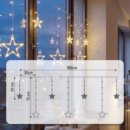 BRILAGI - LED božićna zavesa 77xLED/3xAA/USB 1,8m topla bela