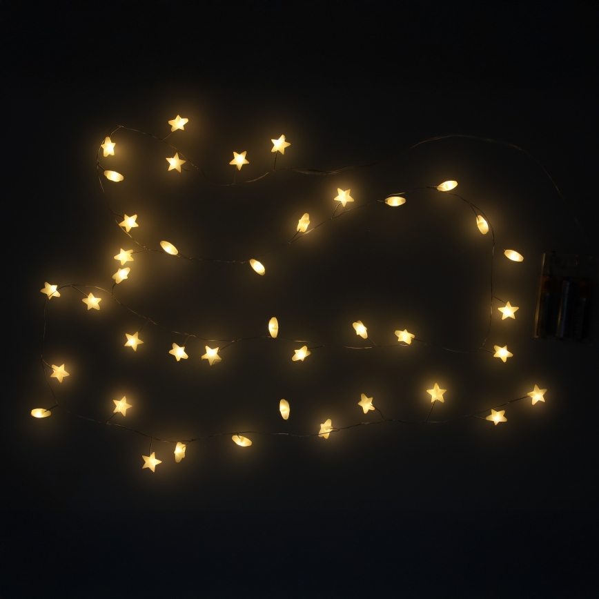 Brilagi - LED božićni niz 40xLED/3xAA 1,8m tople bele zvezde