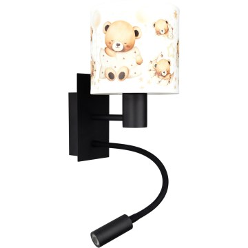 BRILAGI - LED dečija fleksibilna zidna lampa BOBO 1xE27/25W/230V + LED/3W crna/bela/medvedići