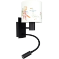 BRILAGI - LED dečija fleksibilna zidna lampa BOBO 1xE27/25W/230V + LED/3W crna/bela/sa životinjskim motivima