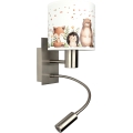 BRILAGI - LED dečija fleksibilna zidna lampa BOBO 1xE27/25W/230V + LED/3W mat hrom/bela/sa motivom životinja
