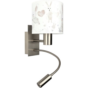 BRILAGI - LED dečija fleksibilna zidna lampa BOBO 1xE27/25W/230V + LED/3W mat hrom/bela/zečići