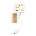 Brilagi - LED Dečija fleksibilna zidna lampa BOBO WOOD 1xE27/25W/230V + LED/3W hrast/bela/medvedići