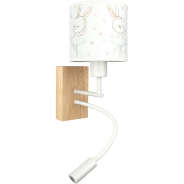 BRILAGI - LED Dečija fleksibilna zidna lampa BOBO WOOD 1xE27/25W/230V + LED/3W hrast/bela/zečići