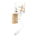 Brilagi - LED Dečija fleksibilna zidna lampa BOBO WOOD 1xE27/25W/230V + LED/3W hrast/bela/životinjice