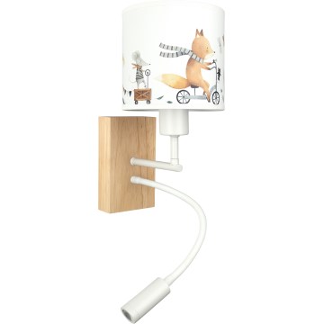 BRILAGI - LED Dečija fleksibilna zidna lampa BOBO WOOD 1xE27/25W/230V + LED/3W hrast/bela/životinjice
