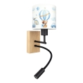 Brilagi - LED Dečija fleksibilna zidna lampa BOBO WOOD 1xE27/25W/230V + LED/3W hrast/crna/bela/plava/medvedići