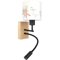 Brilagi - LED dečija fleksibilna zidna lampa BOBO WOOD 1xE27/25W/230V + LED/3W hrast/crna/bela/sa životinjskim motivima