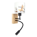 Brilagi - LED dečija fleksibilna zidna lampa BOBO WOOD 1xE27/25W/230V + LED/3W hrast/crna/bela/životinjice