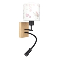 Brilagi - LED Dečija fleksibilna zidna lampa BOBO WOOD 1xE27/25W/230V + LED/3W hrast/crna/krem/zečići