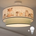 Brilagi - LED dečija nadgradna plafonska svetiljka BOBO 1xE27/60W/230V prečnik 40 cm bela/zelena/sa životinjskim motivom