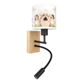Brilagi - LED Dečija savijajuća zidna lampa BOBO WOOD 1xE27/25W/230V + LED/3W hrast/crna/bela/ružičasta/vile