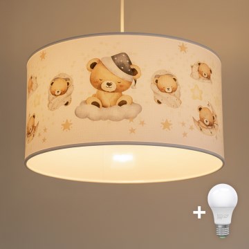 Brilagi - LED Dečiji luster na sajli BOBO 1xE27/10W/230V prečnik 35 cm bela/medvedići