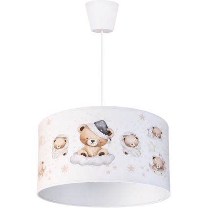 Brilagi - LED Dečiji luster na sajli BOBO 1xE27/10W/230V prečnik 35 cm bela/medvedići