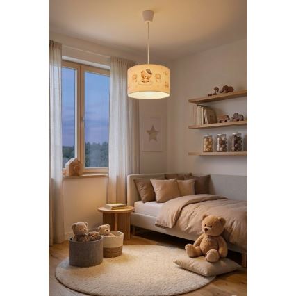 Brilagi - LED Dečiji luster na sajli BOBO 1xE27/10W/230V prečnik 35 cm bela/medvedići