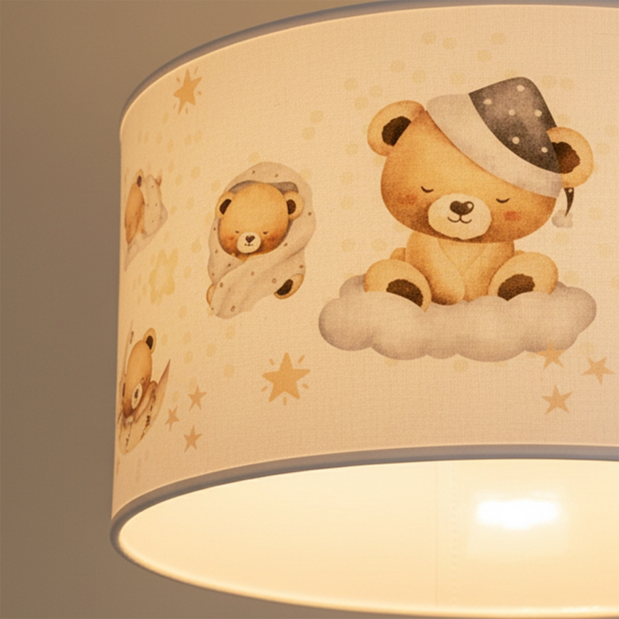 Brilagi - LED Dečiji luster na sajli BOBO 1xE27/10W/230V prečnik 35 cm bela/medvedići