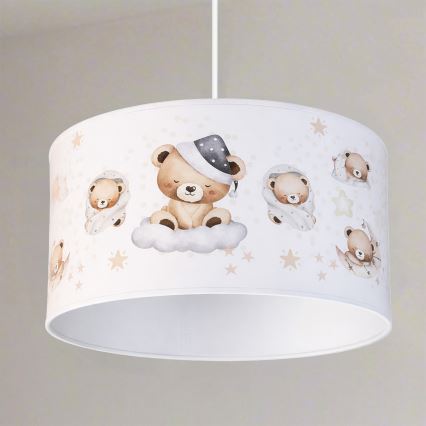 Brilagi - LED Dečiji luster na sajli BOBO 1xE27/10W/230V prečnik 35 cm bela/medvedići