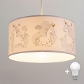 Brilagi - LED dečiji luster na sajli BOBO 1xE27/10W/230V prečnik 35 cm bela/sa motivom jednoroga