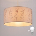 Brilagi - LED dečiji luster na sajli BOBO 1xE27/10W/230V prečnik 35 cm bela/zečići