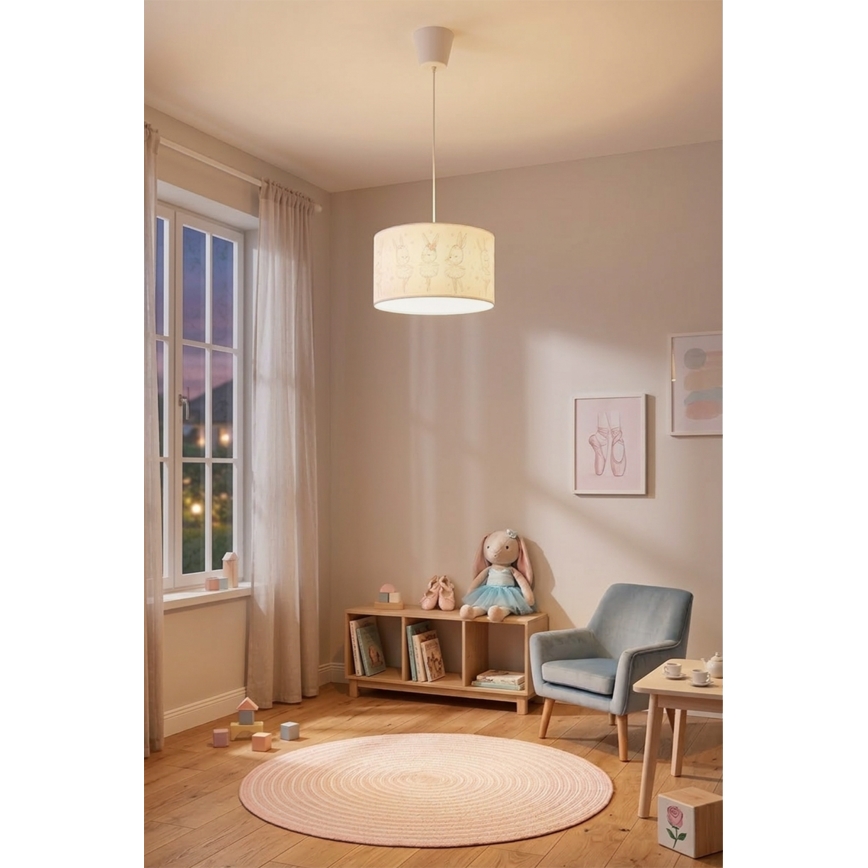 Brilagi - LED dečiji luster na sajli BOBO 1xE27/10W/230V prečnik 35 cm bela/zečići